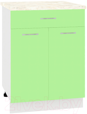 Шкаф-стол кухонный Кортекс-мебель Корнелия Лира НШ60р1ш (зеленый/королевский опал)