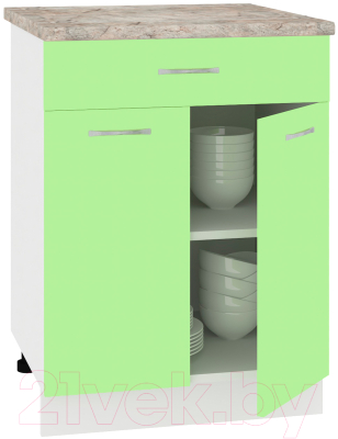 Шкаф-стол кухонный Кортекс-мебель Корнелия Лира НШ60р1ш (зеленый/марсель)