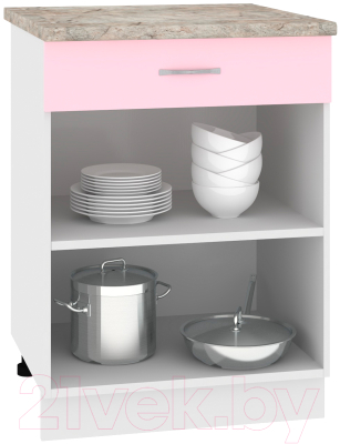 Шкаф-стол кухонный Кортекс-мебель Корнелия Лира НШ60р1ш (розовый/марсель)