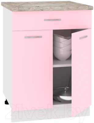 Шкаф-стол кухонный Кортекс-мебель Корнелия Лира НШ60р1ш (розовый/марсель)