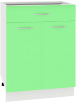 Шкаф-стол кухонный Кортекс-мебель Корнелия Лира НШ60р1ш без столешницы (зеленый) - 