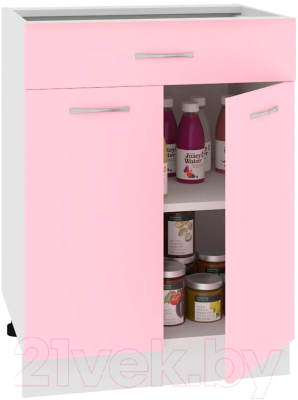 Шкаф-стол кухонный Кортекс-мебель Корнелия Лира НШ60р1ш без столешницы (розовый)