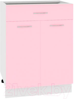 Шкаф-стол кухонный Кортекс-мебель Корнелия Лира НШ60р1ш без столешницы (розовый)