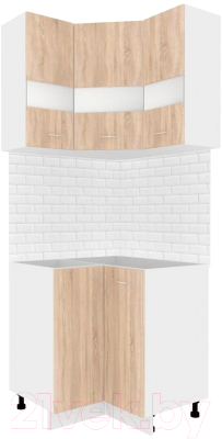 Комплект кухонных модулей Кортекс-мебель Корнелия Экстра угловой без столешницы (дуб сонома)