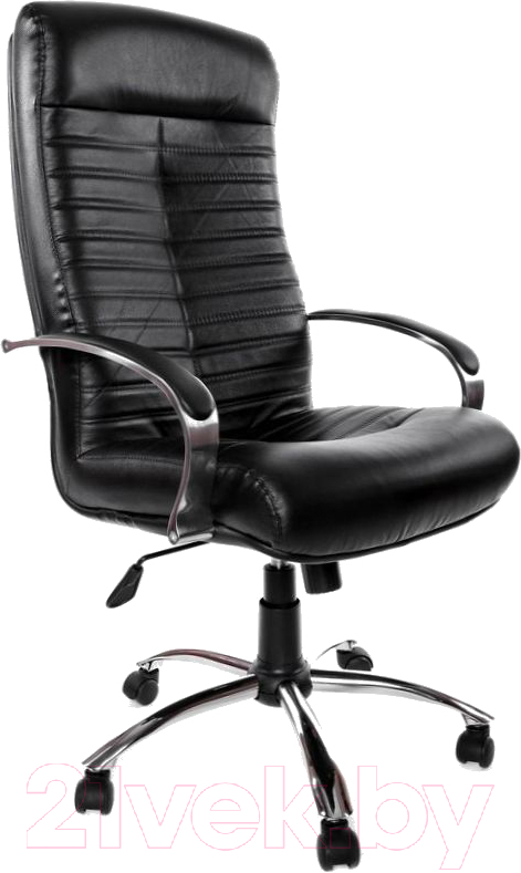 Кресло офисное Деловая обстановка Консул Хром кожа (черный)