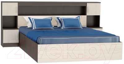 Двуспальная кровать Vivat Бася КР-552 с закроватным модулем (дуб белфорд)