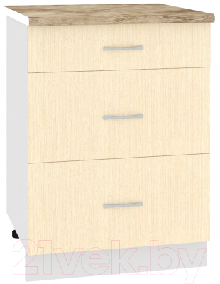 Шкаф-стол кухонный Кортекс-мебель Корнелия Лира НШ60р3ш (венге светлый/мадрид)