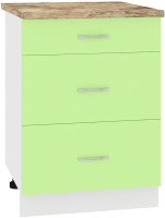 Шкаф-стол кухонный Кортекс-мебель Корнелия Лира НШ60р3ш (зеленый/мадрид) - 