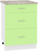 Шкаф-стол кухонный Кортекс-мебель Корнелия Лира НШ60р3ш (зеленый/марсель) - 