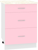 Шкаф-стол кухонный Кортекс-мебель Корнелия Лира НШ60р3ш (розовый/королевский опал) - 