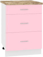 Шкаф-стол кухонный Кортекс-мебель Корнелия Лира НШ60р3ш (розовый/мадрид) - 