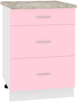 Шкаф-стол кухонный Кортекс-мебель Корнелия Лира НШ60р3ш (розовый/марсель) - 