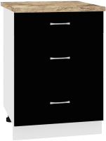 Шкаф-стол кухонный Кортекс-мебель Корнелия Лира НШ60р3ш (черный/мадрид) - 