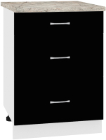 Шкаф-стол кухонный Кортекс-мебель Корнелия Лира НШ60р3ш (черный/марсель) - 
