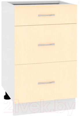 Шкаф-стол кухонный Кортекс-мебель Корнелия Лира НШ60р3ш без столешницы (венге светлый)