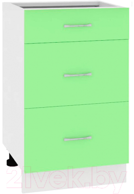 Шкаф-стол кухонный Кортекс-мебель Корнелия Лира НШ60р3ш без столешницы (зеленый)