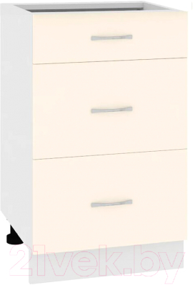 Шкаф-стол кухонный Кортекс-мебель Корнелия Лира НШ60р3ш без столешницы (кремовый)