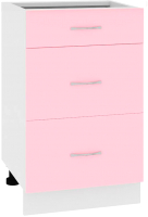 Шкаф-стол кухонный Кортекс-мебель Корнелия Лира НШ60р3ш без столешницы (розовый) - 