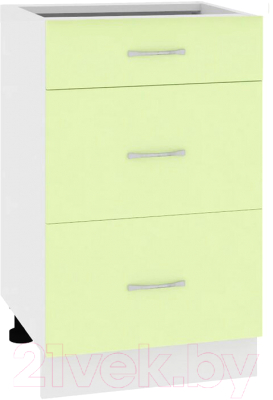 Шкаф-стол кухонный Кортекс-мебель Корнелия Лира НШ60р3ш без столешницы (салатовый)