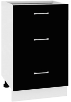 Шкаф-стол кухонный Кортекс-мебель Корнелия Лира НШ60р3ш без столешницы (черный) - 