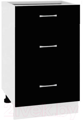 Шкаф-стол кухонный Кортекс-мебель Корнелия Лира НШ60р3ш без столешницы (черный)