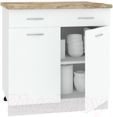 Шкаф-стол кухонный Кортекс-мебель Корнелия Лира НШ80р1ш (белый/мадрид)