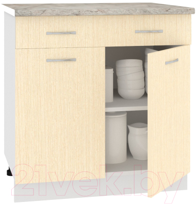 Шкаф-стол кухонный Кортекс-мебель Корнелия Лира НШ80р1ш (венге светлый/марсель)