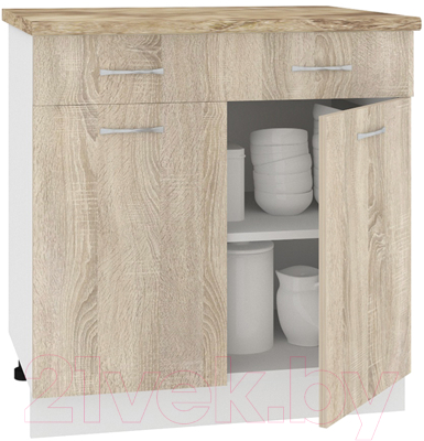 Шкаф-стол кухонный Кортекс-мебель Корнелия Лира НШ80р1ш (дуб сонома/мадрид)