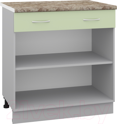 Шкаф-стол кухонный Кортекс-мебель Корнелия Лира НШ80р1ш (зеленый/мадрид)