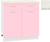 Шкаф-стол кухонный Кортекс-мебель Корнелия Лира НШ80р1ш (розовый/королевский опал) - 