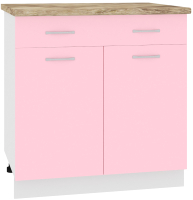 Шкаф-стол кухонный Кортекс-мебель Корнелия Лира НШ80р1ш (розовый/мадрид) - 