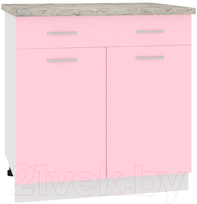 Шкаф-стол кухонный Кортекс-мебель Корнелия Лира НШ80р1ш (розовый/марсель)