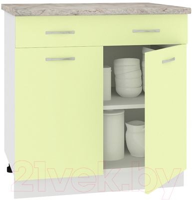 Шкаф-стол кухонный Кортекс-мебель Корнелия Лира НШ80р1ш (салатовый/марсель)