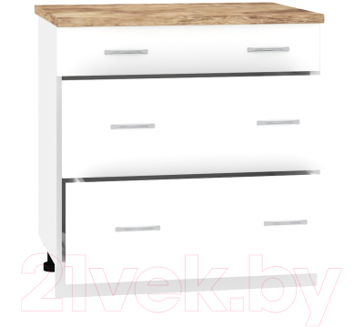Шкаф-стол кухонный Кортекс-мебель Корнелия Лира НШ80р3ш (белый/мадрид)