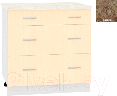 Шкаф-стол кухонный Кортекс-мебель Корнелия Лира НШ80р3ш (венге светлый/мадрид)