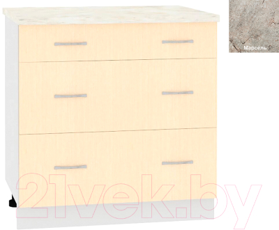 Шкаф-стол кухонный Кортекс-мебель Корнелия Лира НШ80р3ш (венге светлый/марсель)