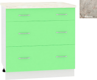 Шкаф-стол кухонный Кортекс-мебель Корнелия Лира НШ80р3ш (зеленый/марсель) - 