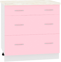Шкаф-стол кухонный Кортекс-мебель Корнелия Лира НШ80р3ш (розовый/королевский опал) - 