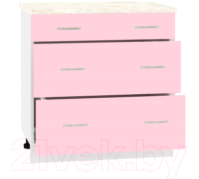 Шкаф-стол кухонный Кортекс-мебель Корнелия Лира НШ80р3ш (розовый/королевский опал)