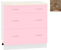 Шкаф-стол кухонный Кортекс-мебель Корнелия Лира НШ80р3ш (розовый/мадрид) - 