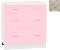 Шкаф-стол кухонный Кортекс-мебель Корнелия Лира НШ80р3ш (розовый/марсель) - 