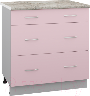 Шкаф-стол кухонный Кортекс-мебель Корнелия Лира НШ80р3ш (розовый/марсель)