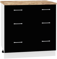 Шкаф-стол кухонный Кортекс-мебель Корнелия Лира НШ80р3ш (черный/мадрид) - 