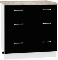 Шкаф-стол кухонный Кортекс-мебель Корнелия Лира НШ80р3ш (черный/марсель) - 