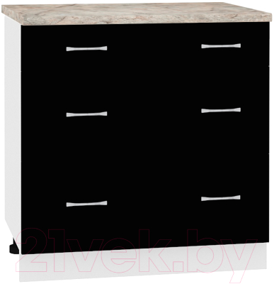 Шкаф-стол кухонный Кортекс-мебель Корнелия Лира НШ80р3ш (черный/марсель)