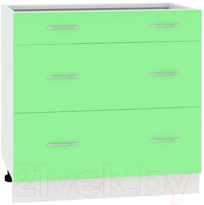 Шкаф-стол кухонный Кортекс-мебель Корнелия Лира НШ80р3ш без столешницы (зеленый)