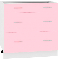 Шкаф-стол кухонный Кортекс-мебель Корнелия Лира НШ80р3ш без столешницы (розовый) - 