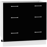 Шкаф-стол кухонный Кортекс-мебель Корнелия Лира НШ80р3ш без столешницы (черный) - 