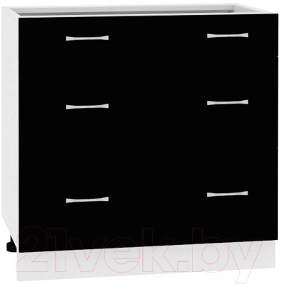 Шкаф-стол кухонный Кортекс-мебель Корнелия Лира НШ80р3ш без столешницы (черный)