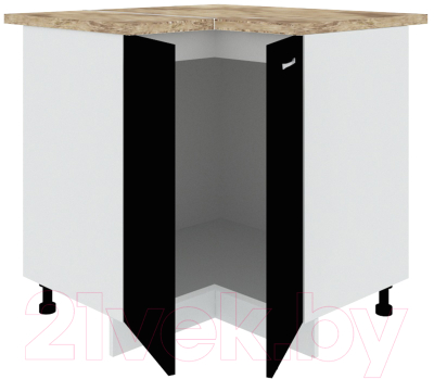 Шкаф-стол кухонный Кортекс-мебель Корнелия Лира НШУ угловой (черный/мадрид)